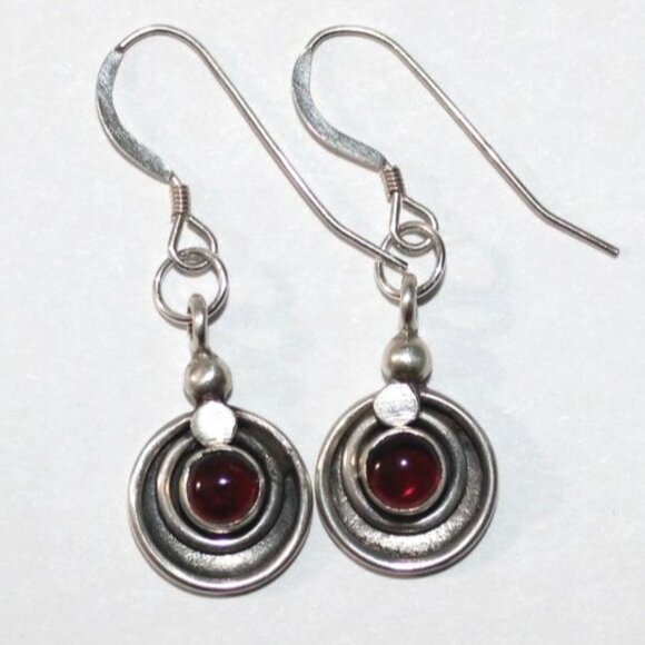 Sterling Silver Bohemian Garnet Earrings - Picture 1 of 4